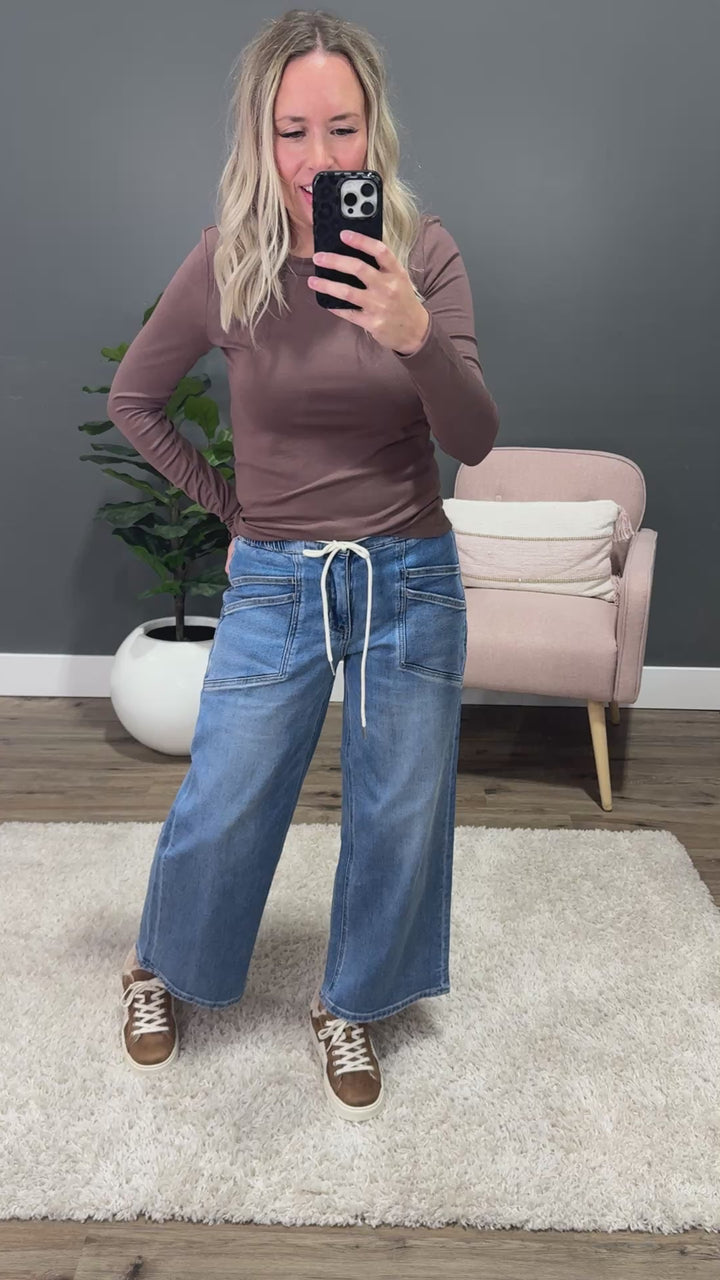 Vervet Natasha Drawstring Wide Leg Jeans Vervet