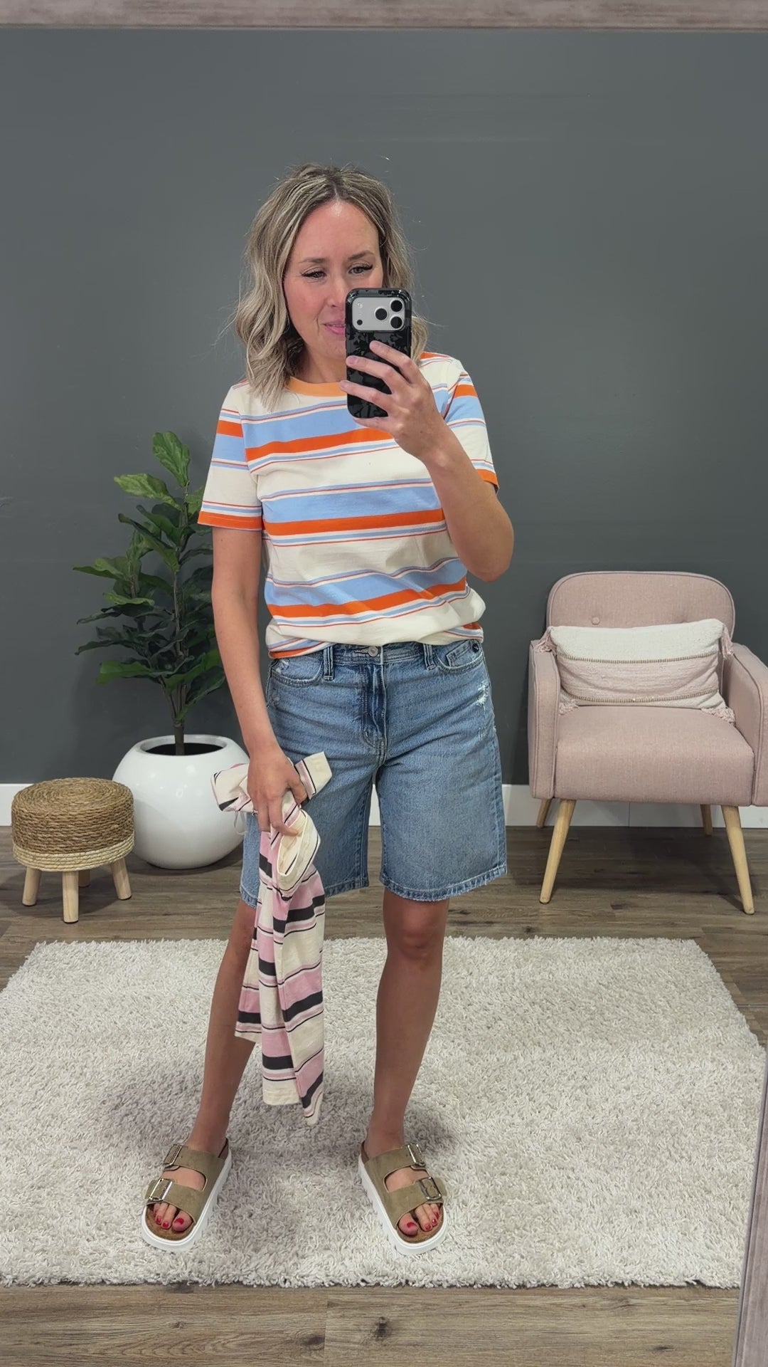 Anna Multi Stripe Top - Sky Blue Staccato