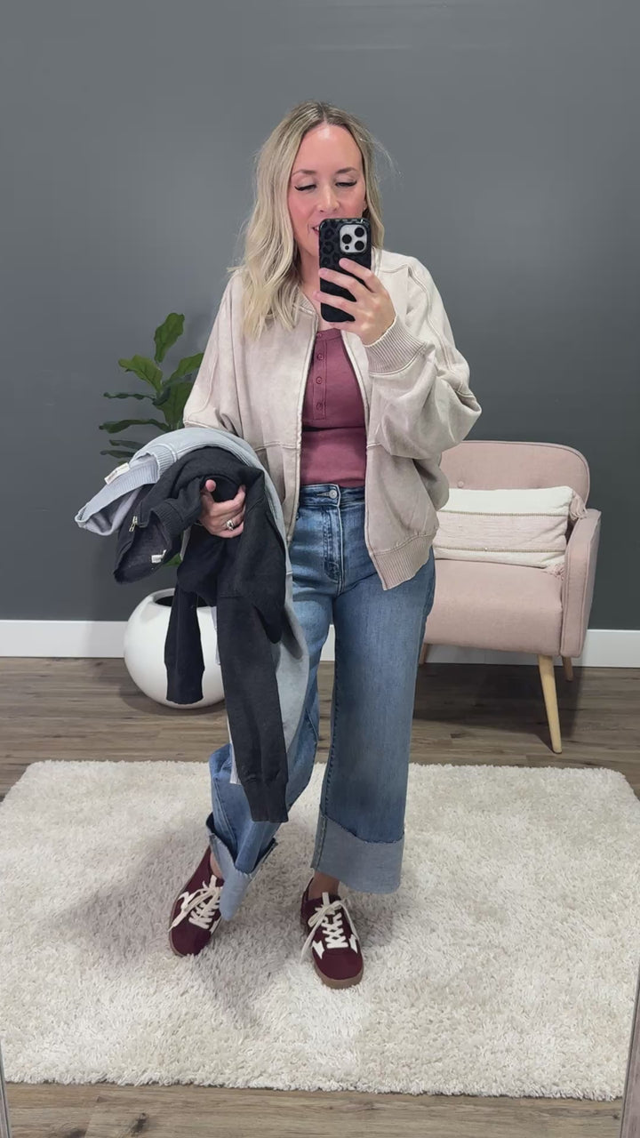 The Go-To Oversized Mineral Wash Fleece Jacket - Black Zenana