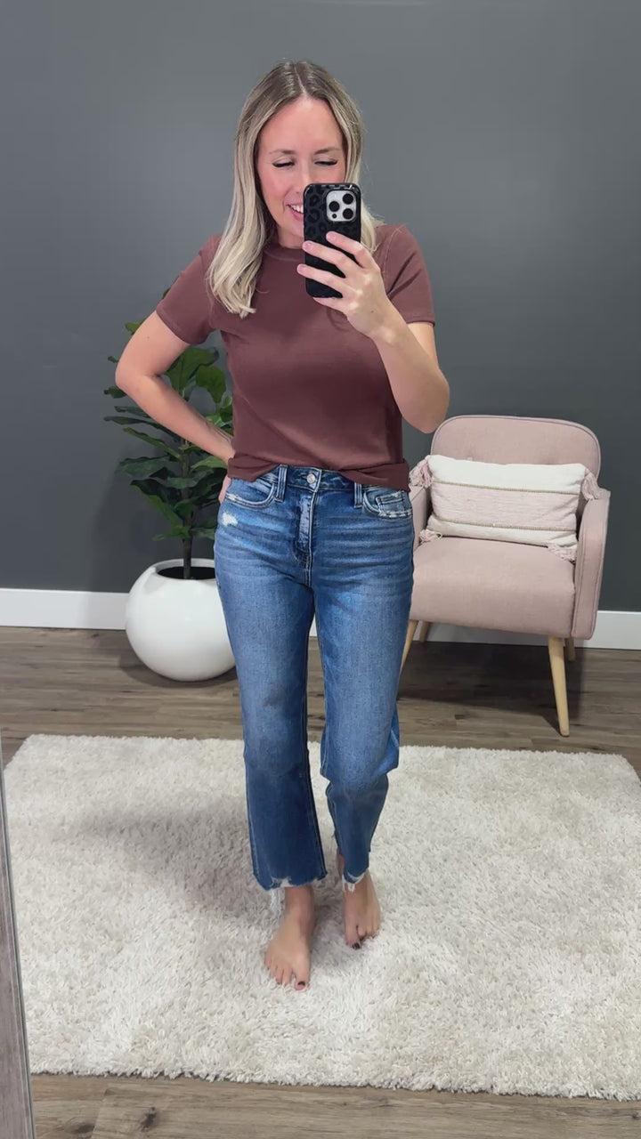 Lovervet Josie Distressed Hem Straight Jeans Vervet