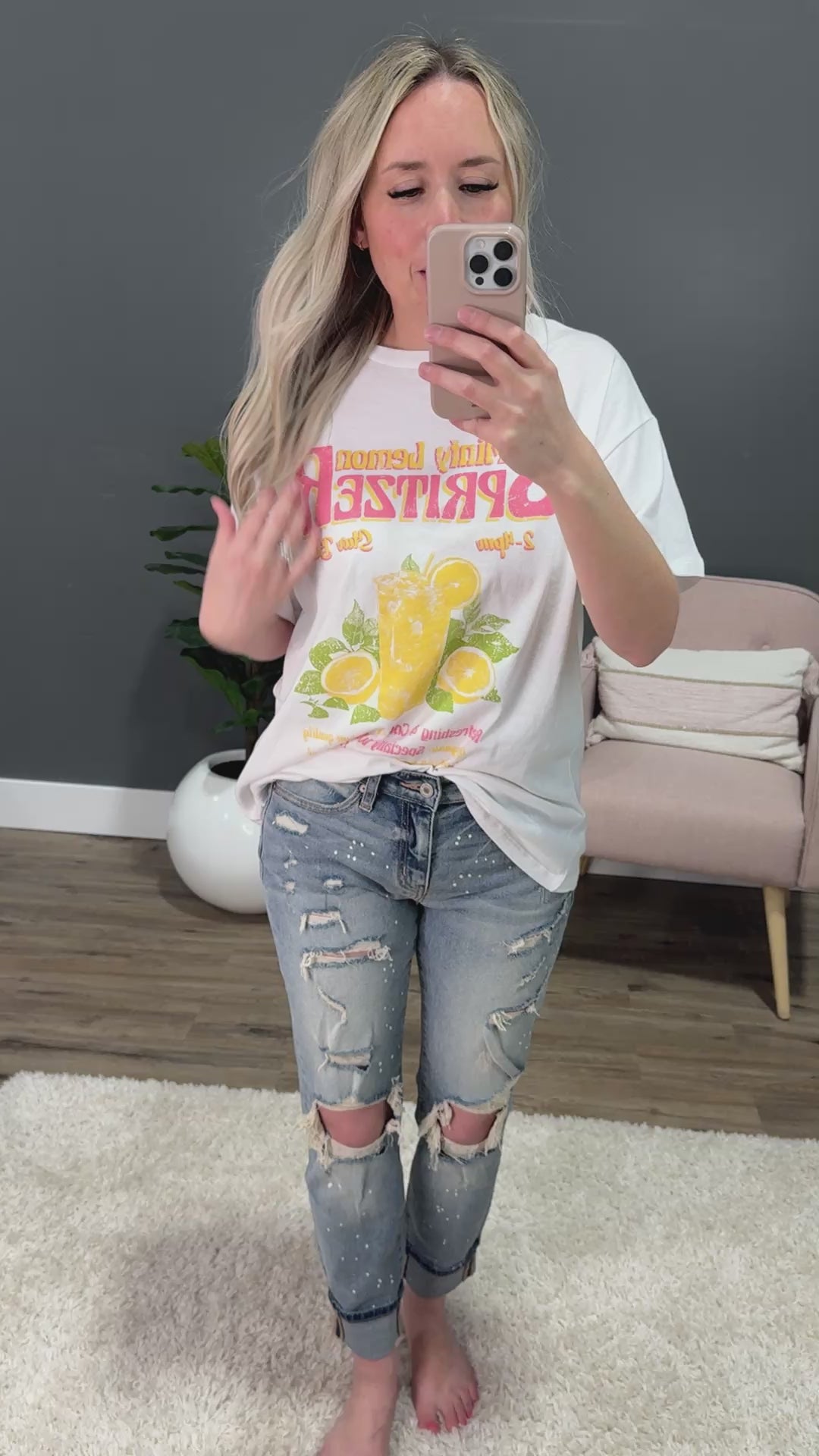 Lemon Spritzer Oversized Tee - White SALE Tres Bien