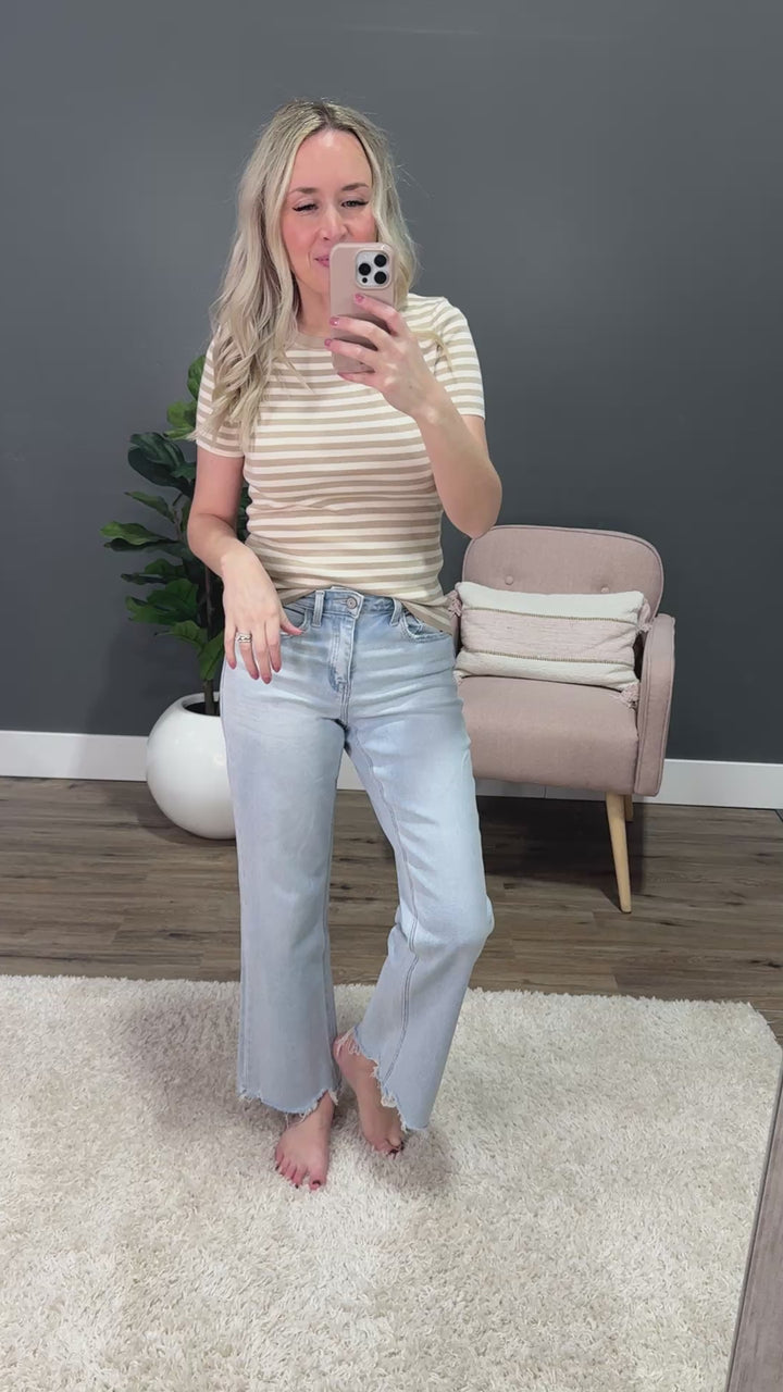 Cadence Striped Short Sleeve Sweater - Fuchsia FINAL SALE Staccato