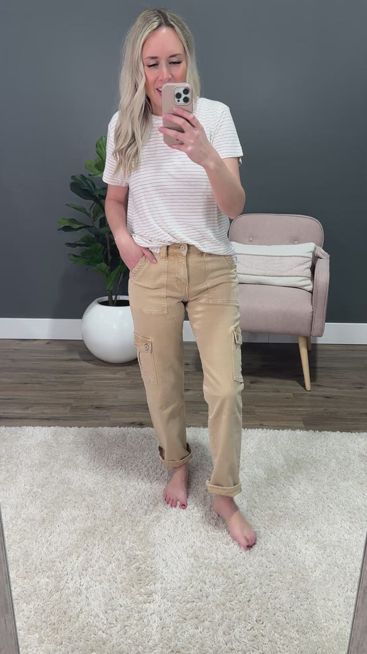 Vervet You Belong With Me Khaki Cargo Jeans Vervet