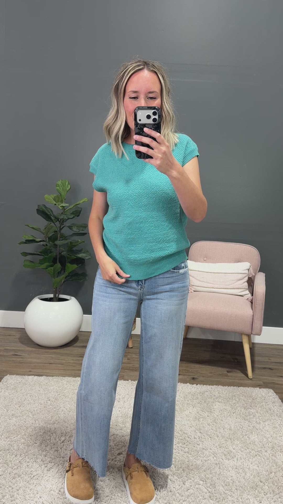 NEW! Caitlyn Knit Top - Light Jade Staccato