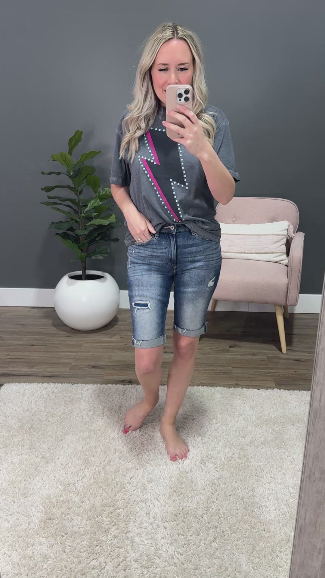 KanCan Myla Patched Bermuda Jean Shorts FINAL SALE KanCan