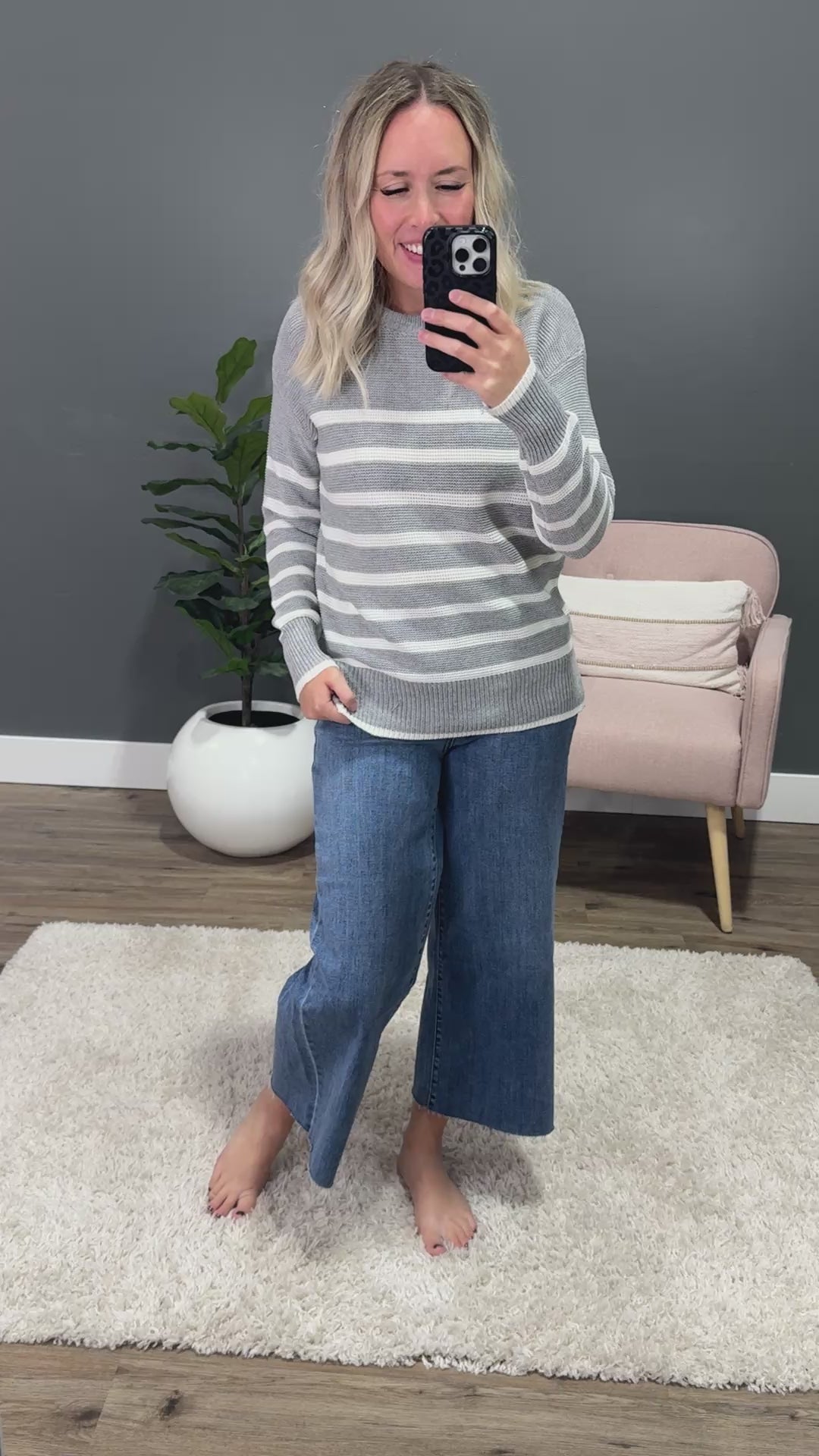 Adele Striped Sweater - Heather Gray Be Cool