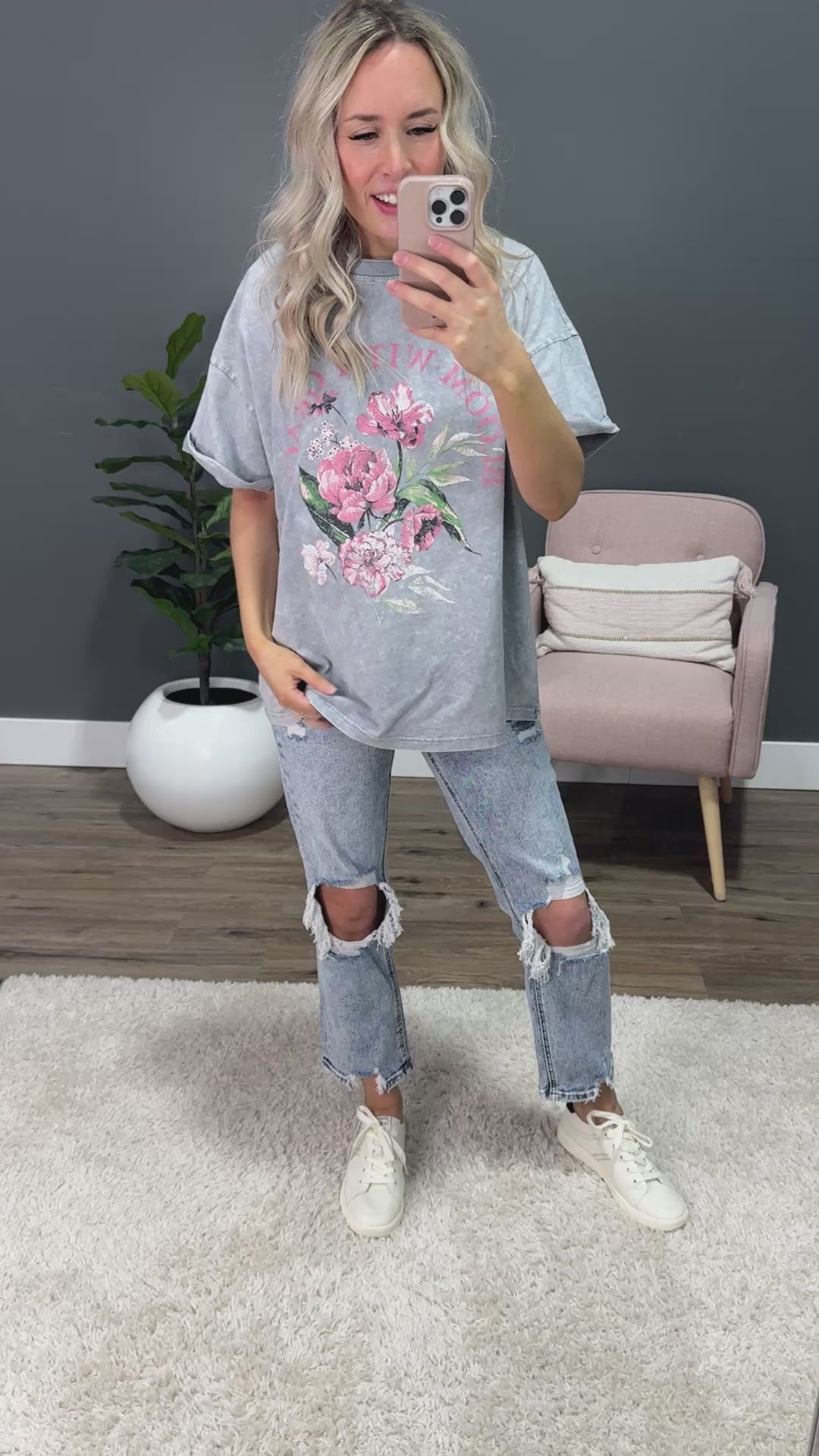 Bloom with Grace Gray Denim Mineral Wash Tee SALE Zutter