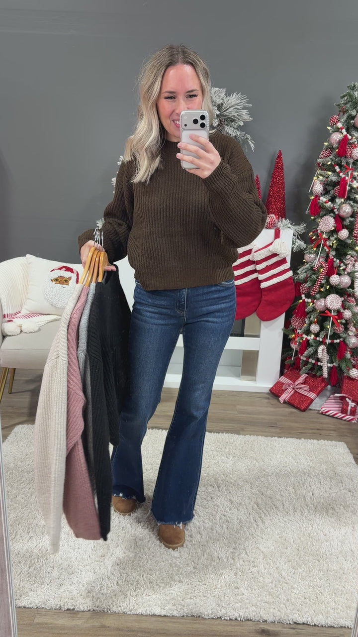 NEW! Evie Ribbed Knit Sweater - Pink Frost