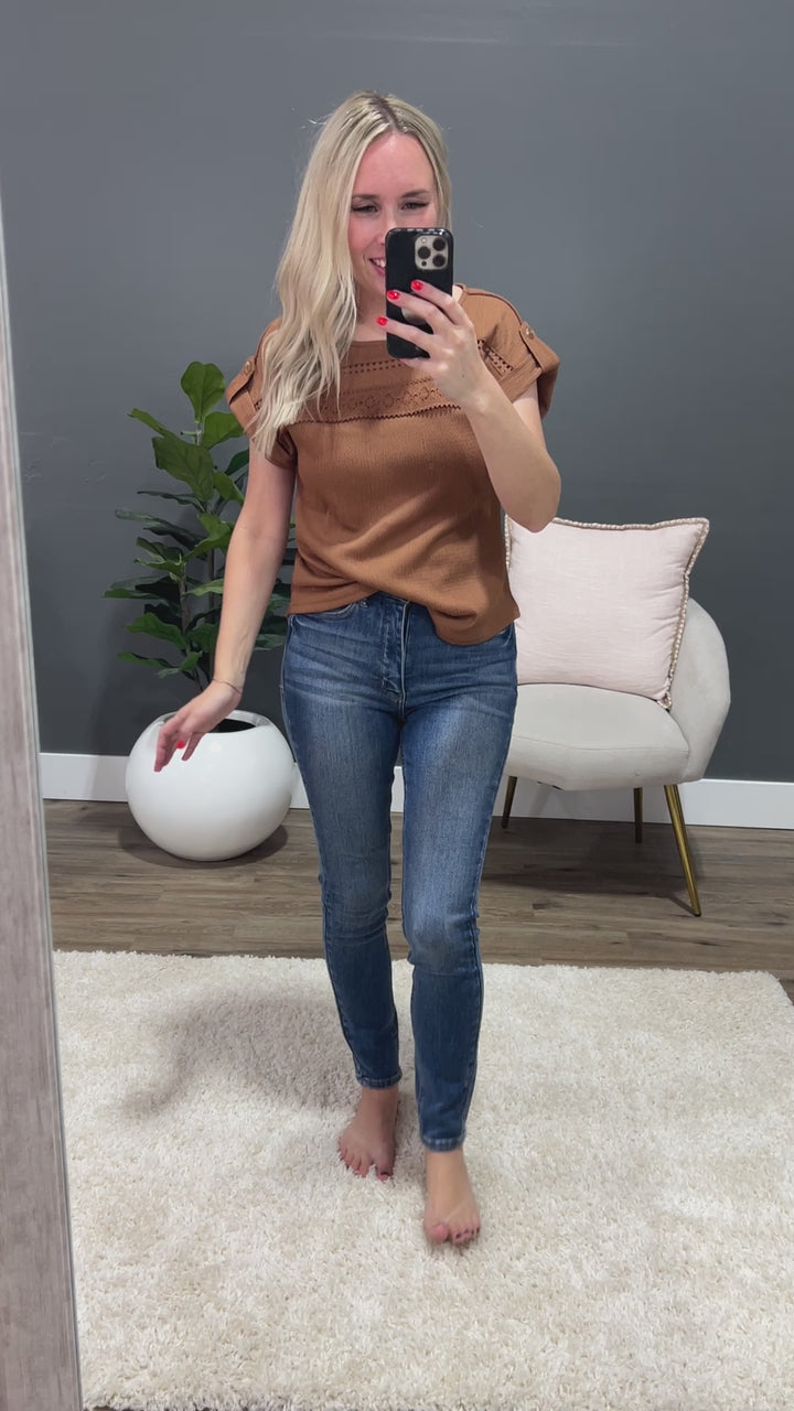 Danielle Lace Trim Top - Cinnamon SALE Mine