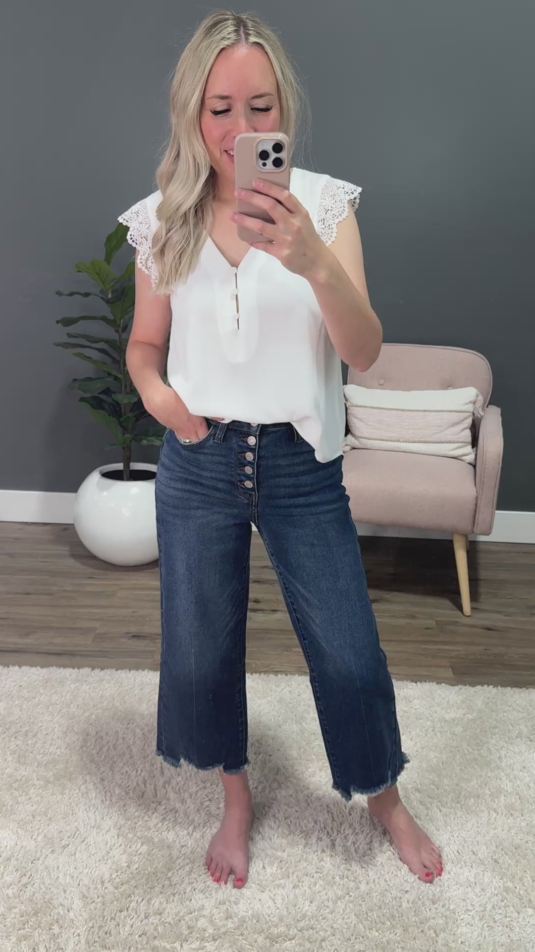 Judy Blue Morgan Distressed Hem Wide Leg Jeans Judy Blue