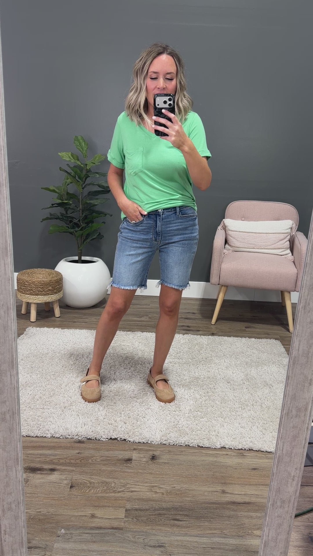 Judy Blue Britta Fray Hem Bermuda Jean Shorts Judy Blue
