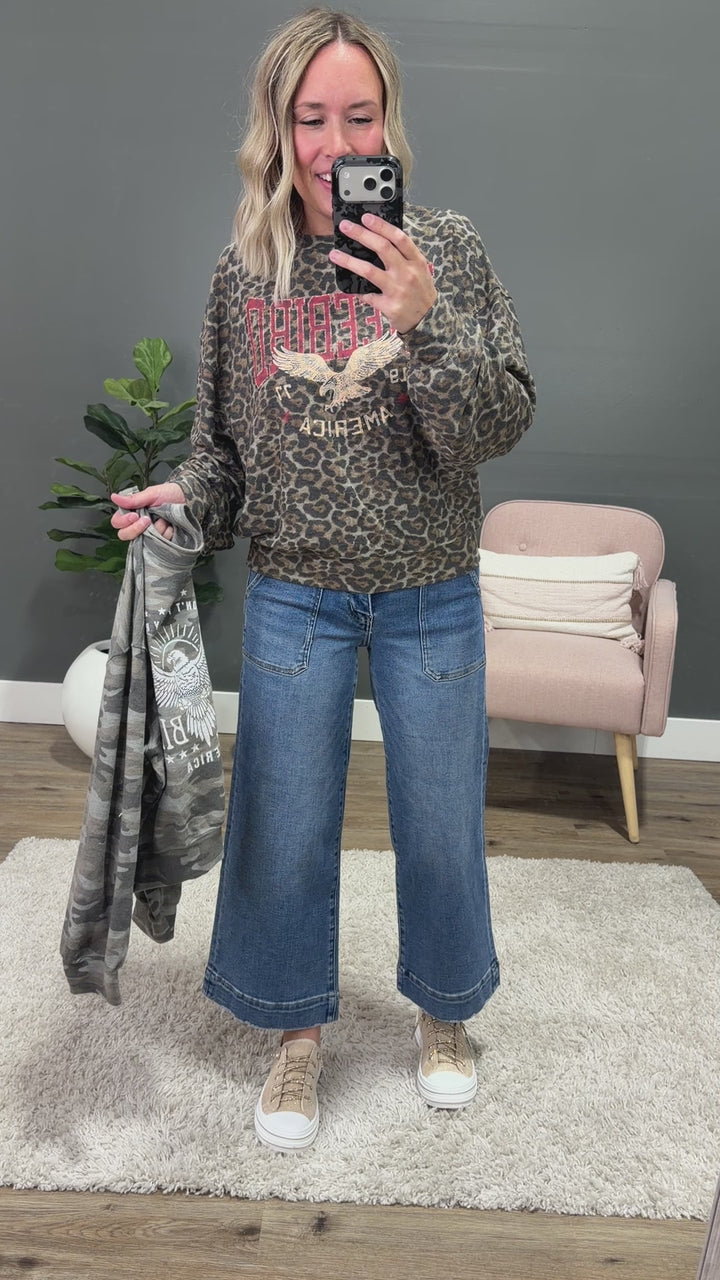 Free Bird America 1977 Leopard Long Sleeve Top Zutter
