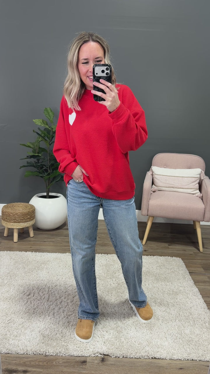 NEW! Heart Cloud Knit Top - Red Tres Bien