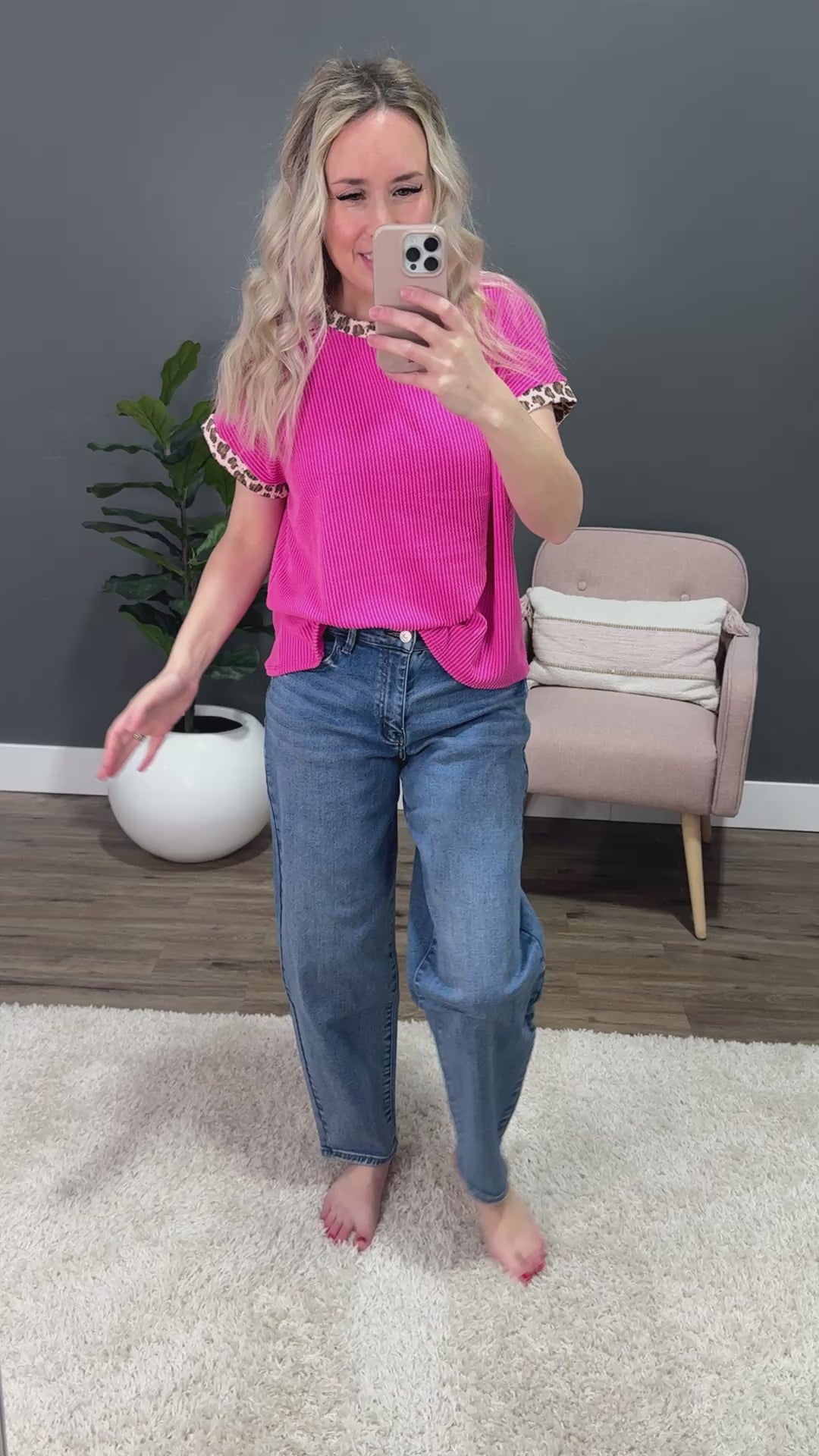 Amber Corded Top with Leopard Detail - Fuchsia FINAL SALE Lovely Melody