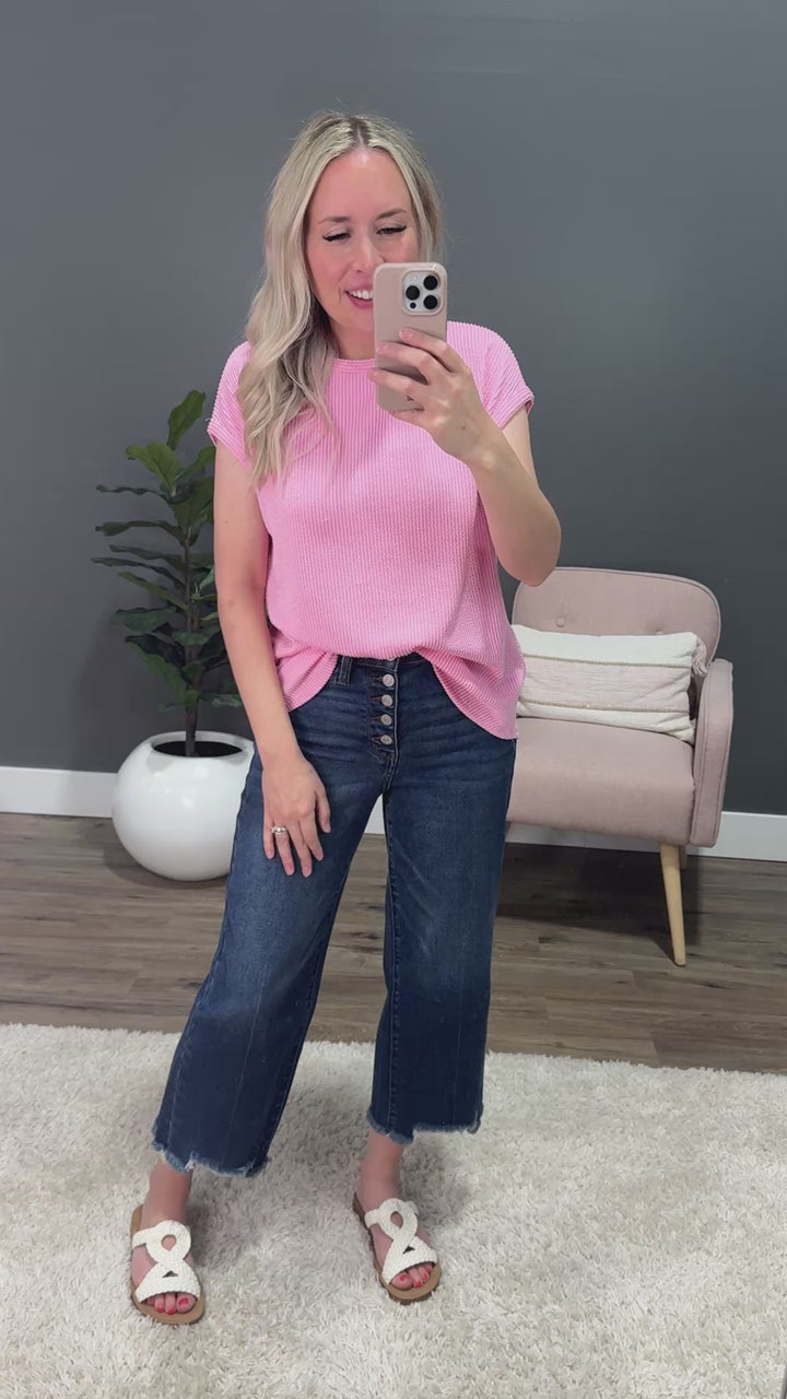 Cecilia Corded Cap Sleeve Top - Bubble Pink FINAL SALE 7th Ray