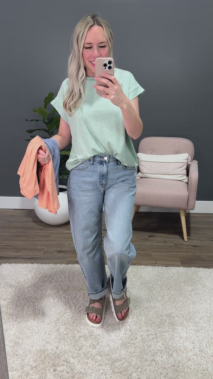 Jana Heathered Cap Sleeve Top - Denim FINAL SALE Sew In Love