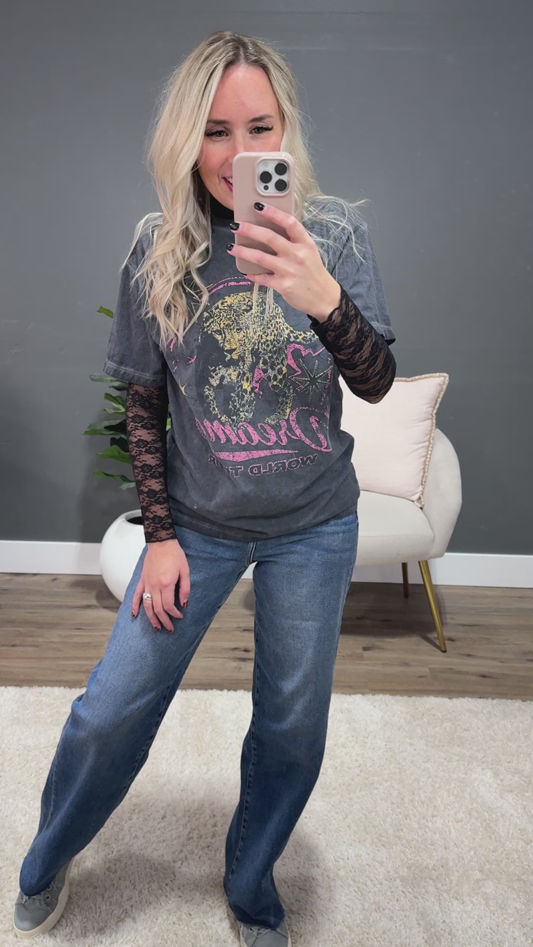 Dreamer World Tour Leopard Black Mineral Wash Tee SALE Zutter