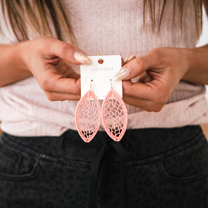 Pink Woven Dangle Earrings  Trendy Wholesale   