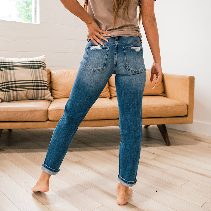 KanCan Haven Patched Boyfriend Jeans - Regular and Plus FINAL SALE KanCan