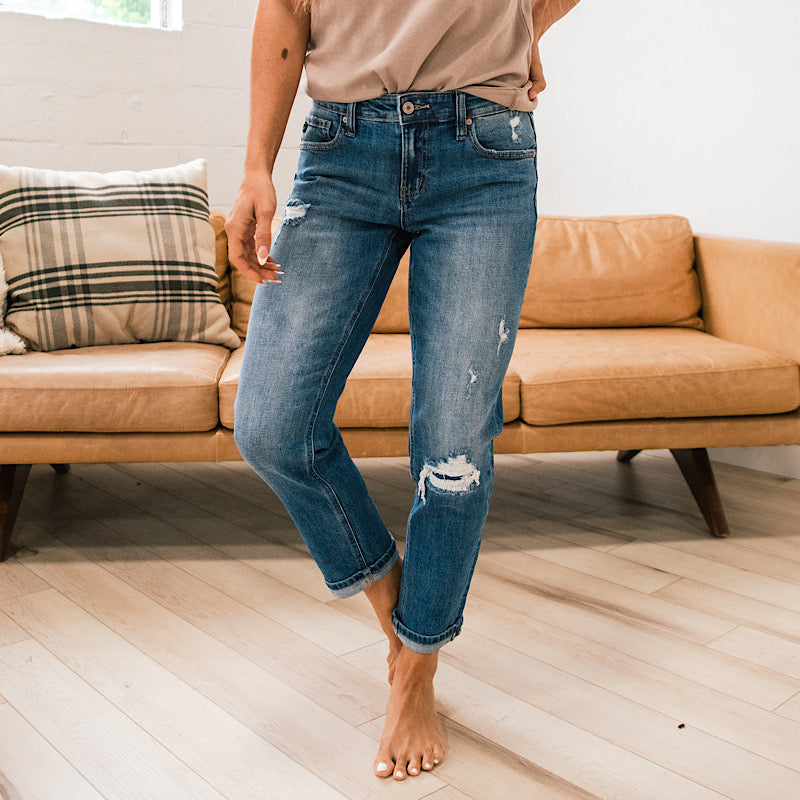 KanCan Haven Patched Boyfriend Jeans - Regular and Plus FINAL SALE KanCan